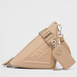 Imitation sac bandoulière Prada Triangle en beige