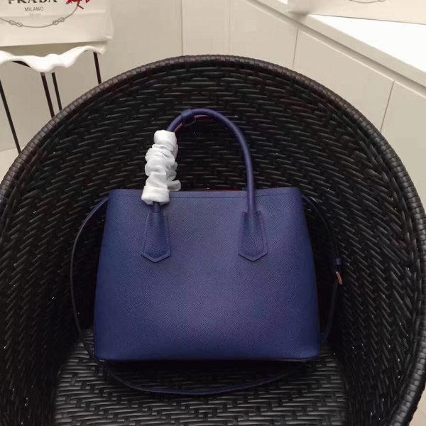Réplique sac cabas Prada Double Medium en bleu – Image 7