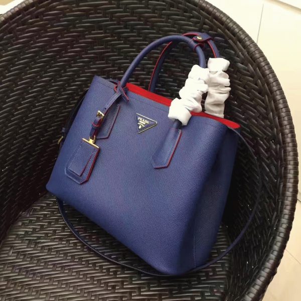 Réplique sac cabas Prada Double Medium en bleu – Image 4