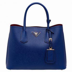 Réplique sac cabas Prada Double Medium en bleu