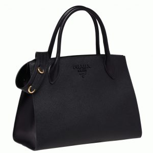 Contrefaçon sac Prada Monochrome moyen modèle en noir