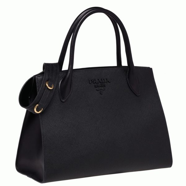 Contrefaçon sac Prada Monochrome moyen modèle en noir
