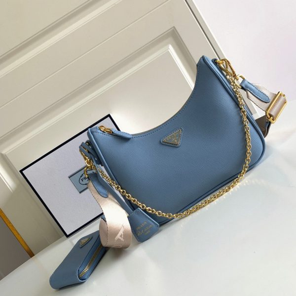 Faux sac bandoulière Prada Re-Edition en bleu – Image 8