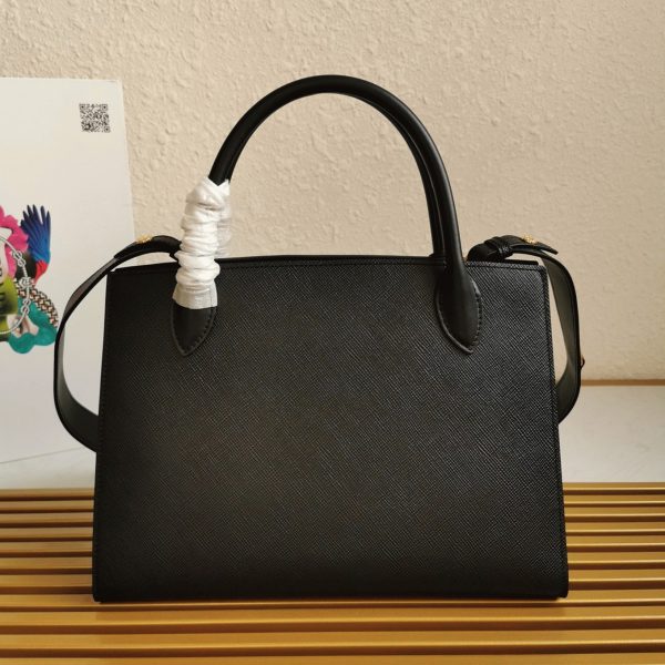 Contrefaçon sac Prada Monochrome moyen modèle en noir – Image 9