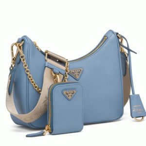 Faux sac bandoulière Prada Re-Edition en bleu