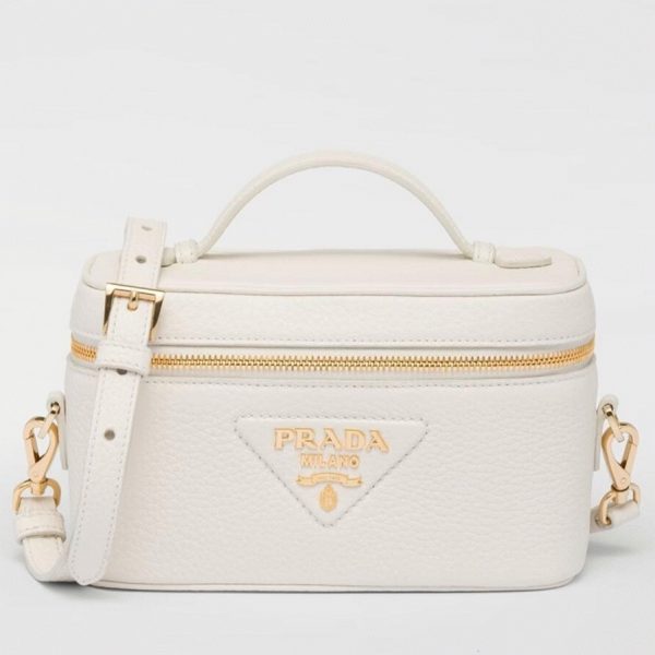 Contrefaçon mini vanity Prada en blanc