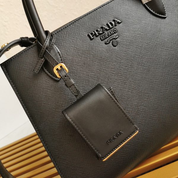 Contrefaçon sac Prada Monochrome moyen modèle en noir – Image 2