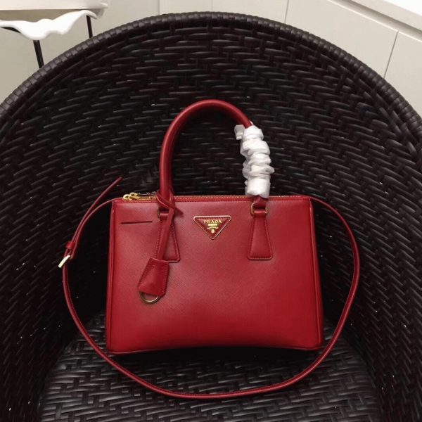 Meilleure réplique du sac Prada Galleria moyen format en rouge – Image 2