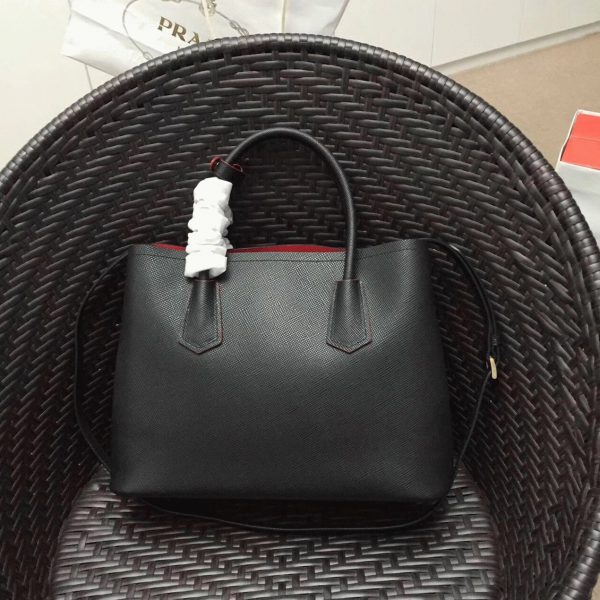 Imitation sac cabas Prada Double Medium en noir – Image 7
