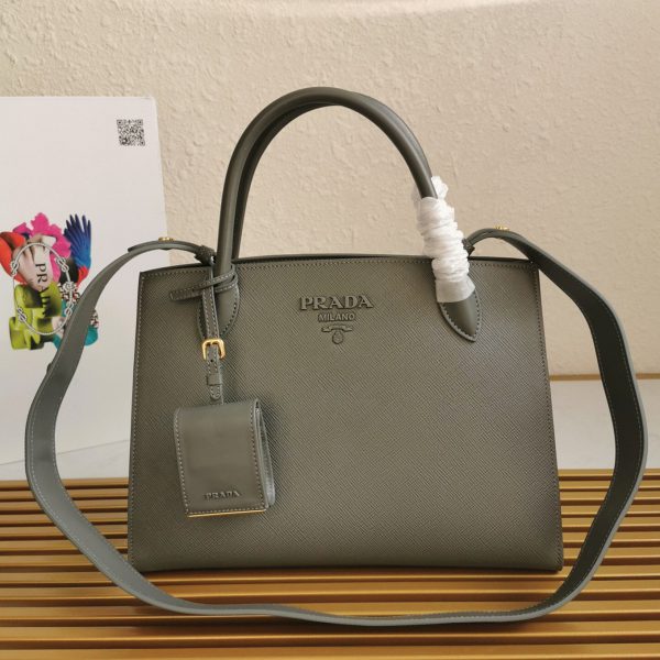 Réplique sac Prada Monochrome moyen modèle en gris – Image 9