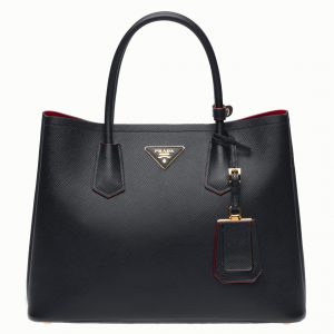 Imitation sac cabas Prada Double Medium en noir