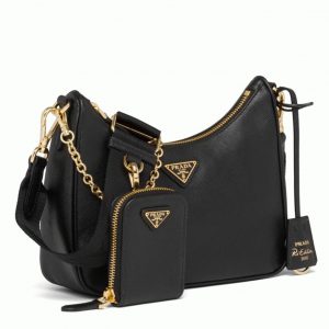 Faux sac bandoulière Prada Re-Edition 2005 en noir
