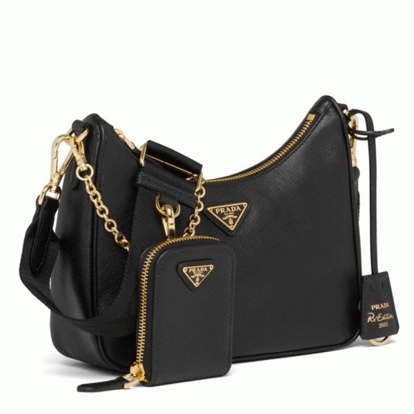 Faux sac bandoulière Prada Re-Edition 2005 en noir