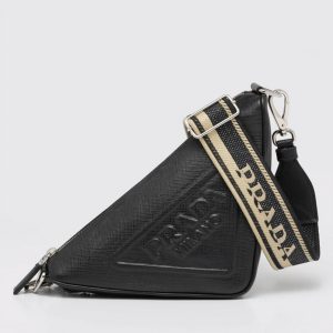 Faux sac bandoulière Prada Triangle en noir