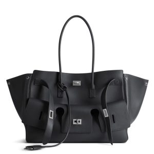 Sac Balenciaga Bel Air Carry All taille moyenne en cuir de veau noir
