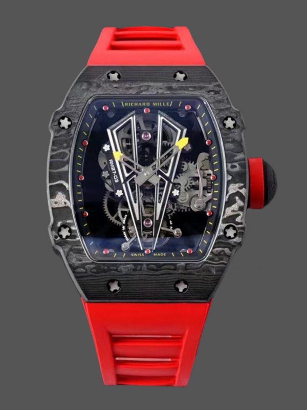 Réplique RM 27-03 Rafael Nadal Tourbillon Noir Bracelet caoutchouc rouge