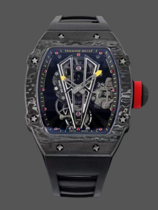 Réplique RM 27-03 Rafael Nadal Tourbillon Noir Bracelet caoutchouc noir