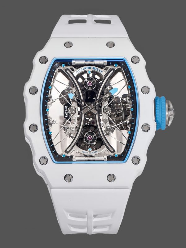 Richard Mille RM053-01 Pablo MacDonough Cadran squelette Bracelet caoutchouc blanc