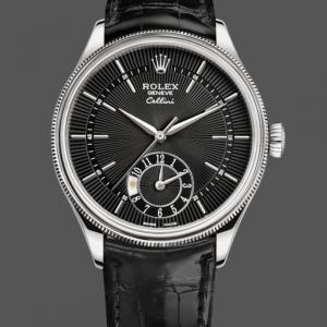 Rolex Cellini Dual Time 50529 Cadran Noir Or Blanc 39mm Montre Réplique Homme