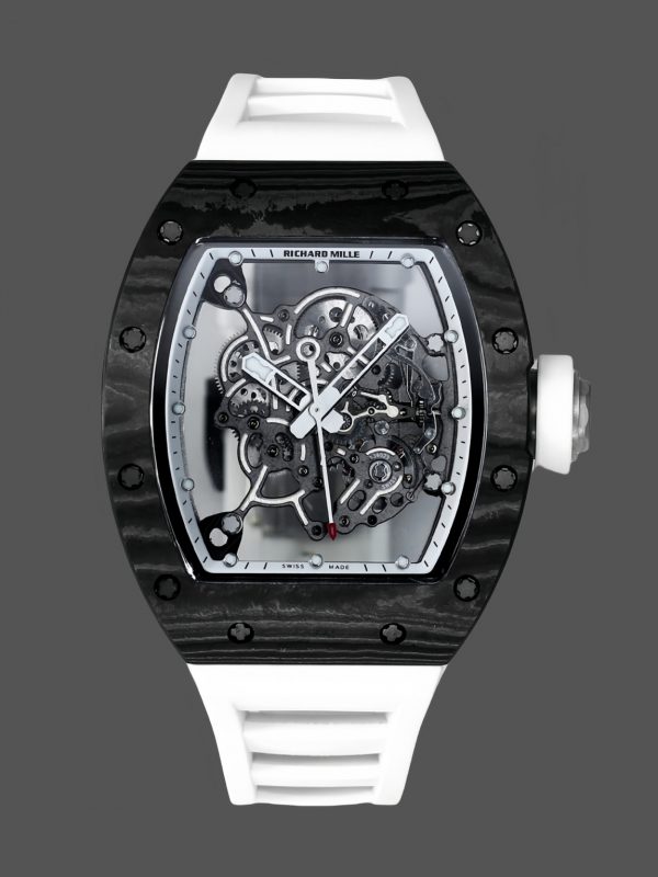Richard Mille RM055 NTPT Fibre de carbone Bracelet caoutchouc blanc