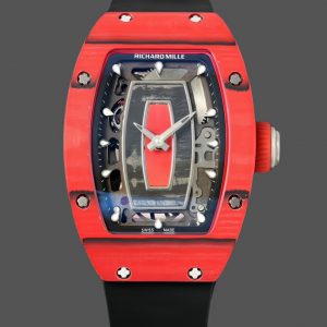 Richard Mille RM07-01 Racing Rouge Carbone Bracelet caoutchouc noir 46mm Montre Femme