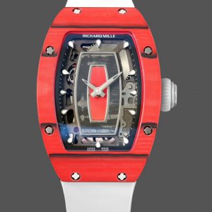 Richard Mille RM07-01 Racing Rouge Carbone Bracelet caoutchouc blanc 46mm Montre Femme