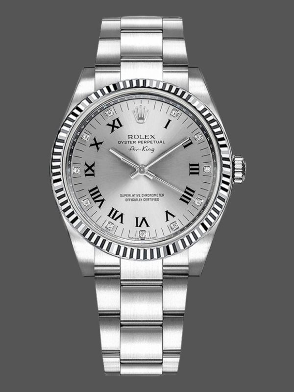 Rolex Oyster Perpetual Air-King 114234 Cadran Romain Argent Diamant 41mm Réplique