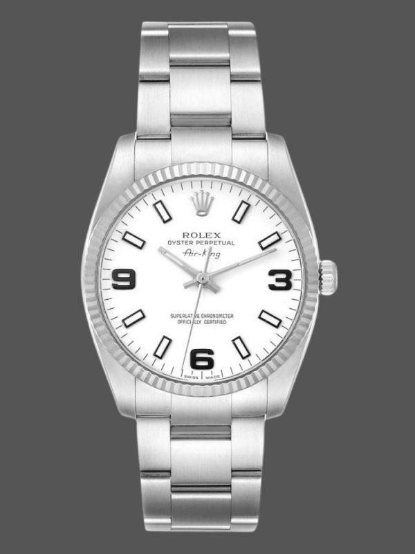 Rolex Oyster Perpetual Air-King 114234 Cadran Arabe Blanc 34mm Réplique Unisexe
