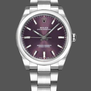 Rolex Oyster Perpetual Air-King 114200 Cadran Index Rouge Raisin 34mm Réplique Unisexe