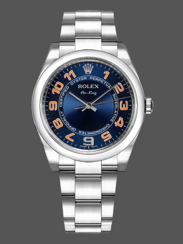 Rolex Oyster Perpetual Air-King 114200 Cadran Bleu Concentrique 34mm Réplique Unisexe