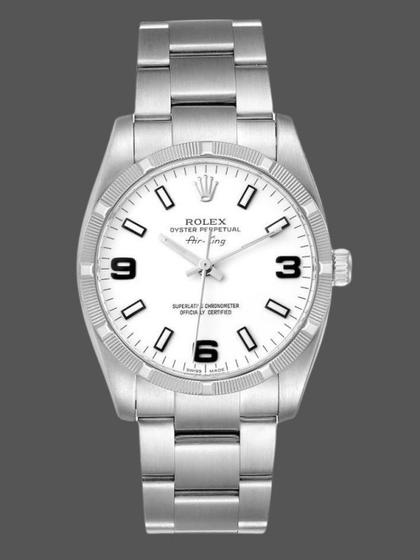 Rolex Oyster Perpetual Air King 114210 Cadran Blanc 34mm Réplique Unisexe