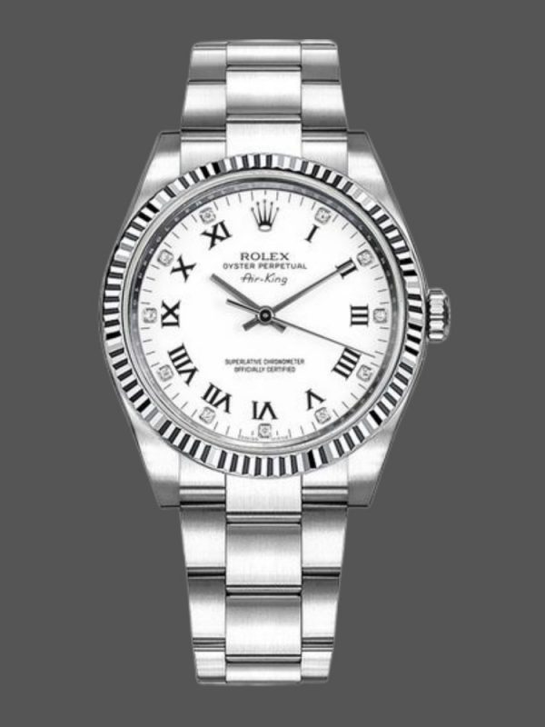 Rolex Oyster Perpetual Air-King 114234 Cadran Diamant Blanc 34mm Réplique Unisexe