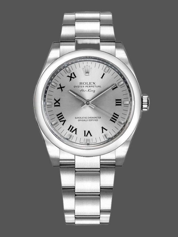 Rolex Oyster Perpetual Air-King 114200 Cadran Argent 34mm Réplique Unisexe
