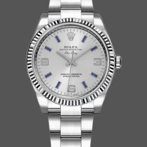 Rolex Oyster Perpetual Air-King 114234 Index Bleu Cadran Argent 34mm Réplique Unisexe