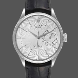Rolex Cellini Date 50519 Bracelet Noir Cadran Argent 39mm Montre Réplique Homme