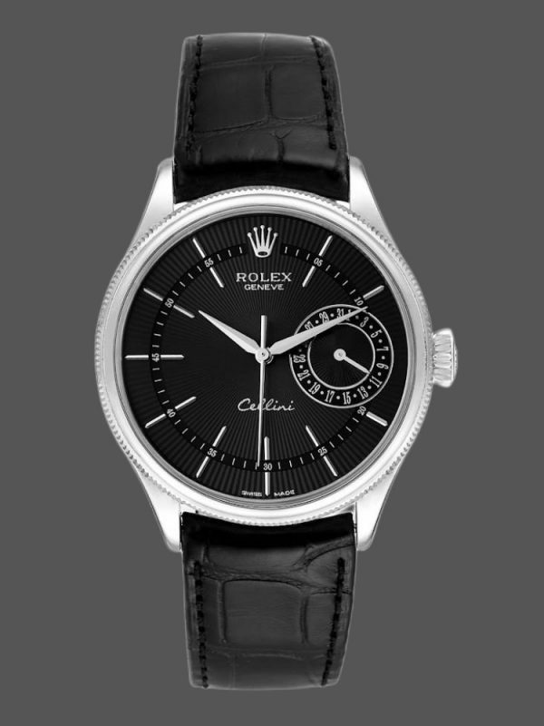 Rolex Cellini Date 50519 Bracelet Noir Cadran Noir 39mm Montre Réplique Homme