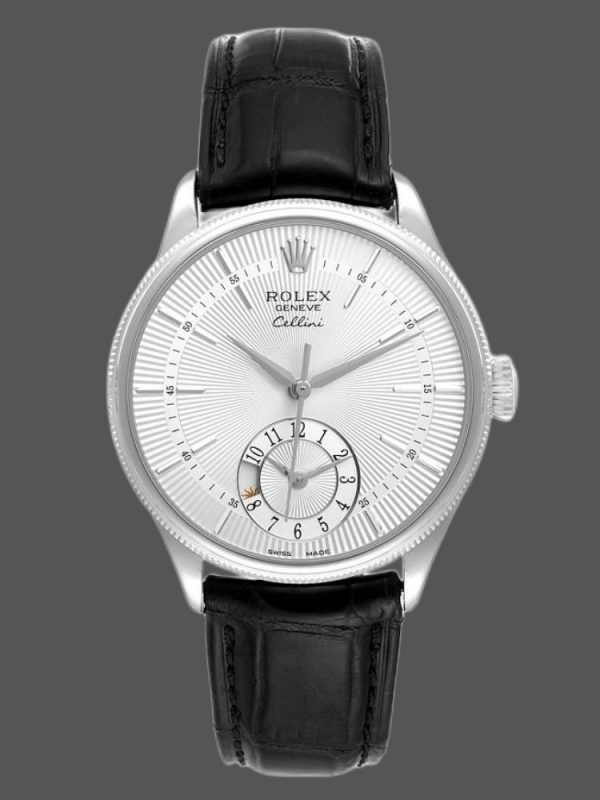 Rolex Cellini Dual Time 50529 Cadran Argent 39mm Montre Réplique Homme