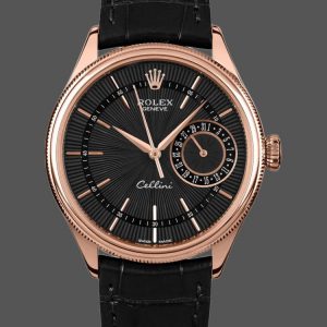Rolex Cellini Date 50515 Or Rose Cadran Index Noir 39mm Montre Réplique Homme