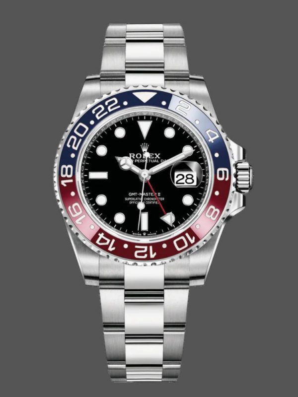Rolex GMT Master II 116719BLRO Or Blanc Pepsi Cadran Noir 40mm Montre Réplique Homme
