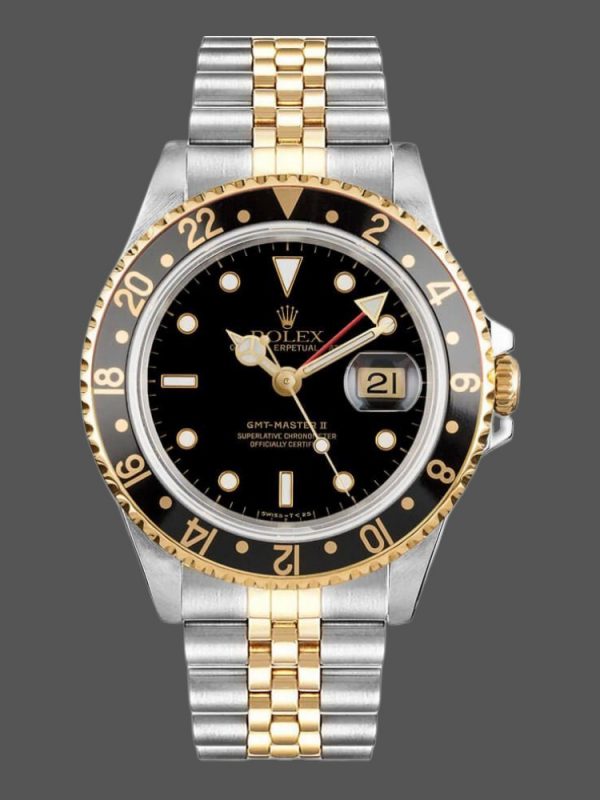 Rolex GMT-Master II 16713LN Oystersteel Or Jaune Cadran Noir 40MM Montre Réplique Homme