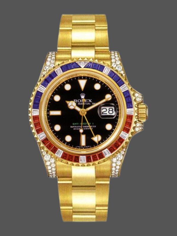 Rolex GMT-Master II 116758 Bracelet Oyster Cadran Noir Diamants 40mm Montre Réplique Homme