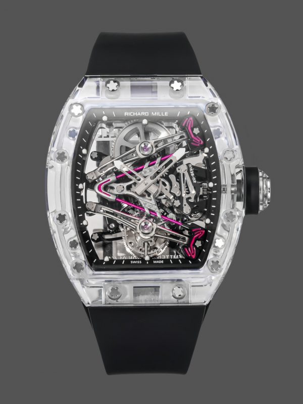 Richard Mille RM38-02 Tourbillon Mouvement Édition Cristal Bracelet Caoutchouc Noir