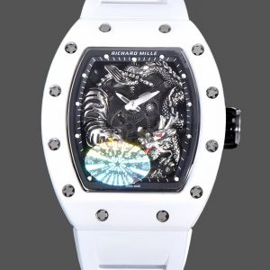 Richard Mille RM 057 NTPT Fibre de Carbone Bracelet Caoutchouc Blanc