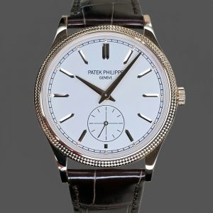 Patek Philippe Calatrava Petite Seconde Cadran Blanc Bracelet Cuir 6119R 001 Montre
