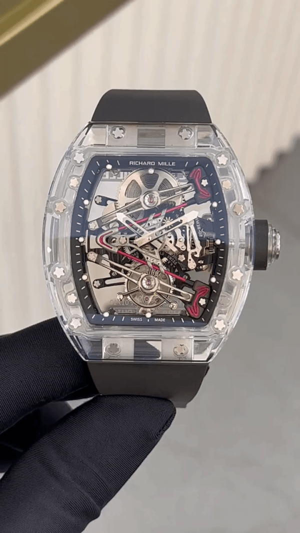 Richard Mille RM38-02 Tourbillon Mouvement Édition Cristal Bracelet Caoutchouc Noir – Image 2