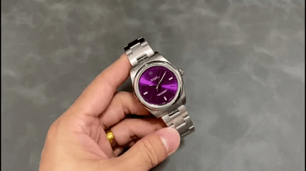 Rolex Oyster Perpetual Air-King 114200 Cadran Index Rouge Raisin 34mm Réplique Unisexe – Image 9