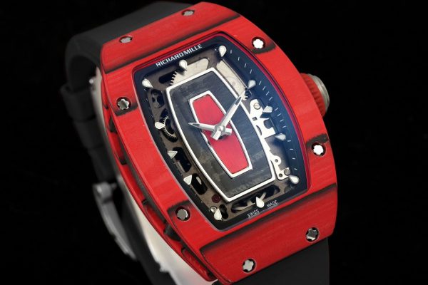Richard Mille RM07-01 Racing Rouge Carbone Bracelet caoutchouc noir 46mm Montre Femme – Image 2