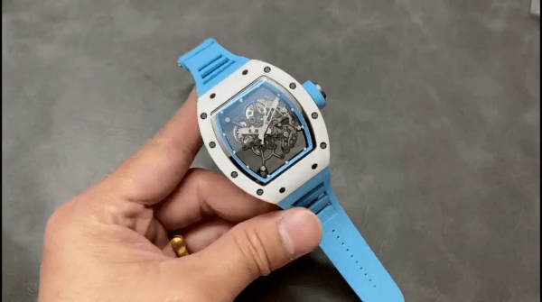 Richard Mille RM 055 RMUL2 NTPT Fibre de carbone Bleu Bracelet caoutchouc – Image 2