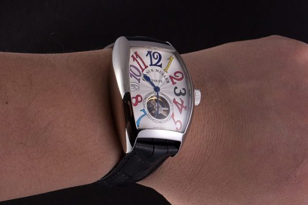 Franck Muller Casablanca Bracelet Cuir Croco Noir Cadran Blanc 80280 – Image 2