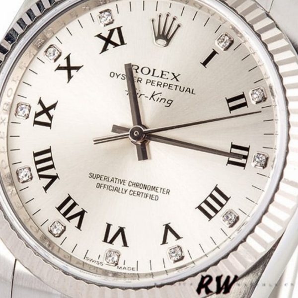 Rolex Oyster Perpetual Air-King 114234 Cadran Romain Argent Diamant 41mm Réplique – Image 5